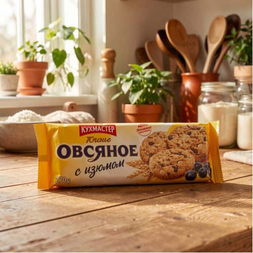 Печенье Кухмастер КМ Овсяное с изюмом, 270г