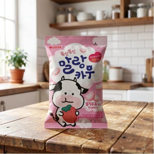 Жевательные конфеты Лотте Маланг Коу молочные со вкусом клубники, 79г