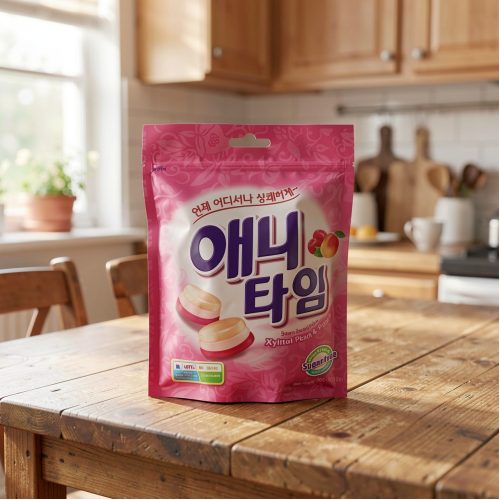 Карамель Лотте Энитайм леденцовая с ксилитом вкус сливы и персика, 60г