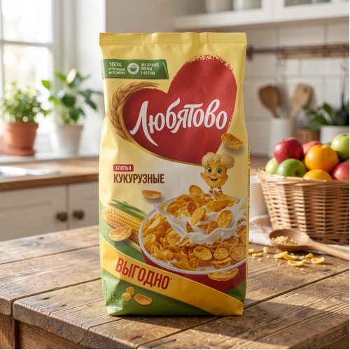 Хлопья кукурузные Любятово, 600г