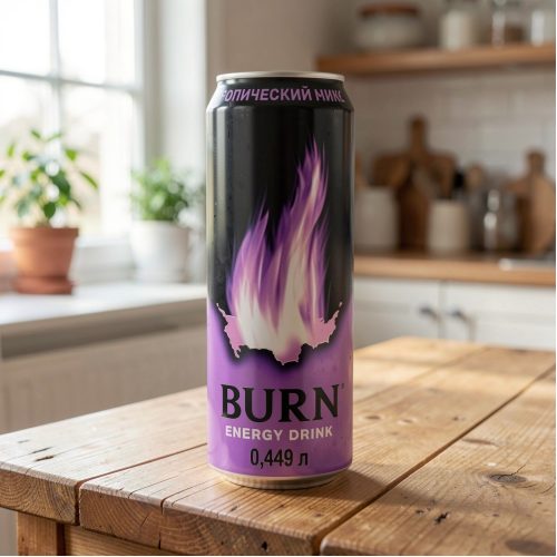 Энергетик Burn (Бёрн) Тропический микс, фиолетовый, 0.449 л