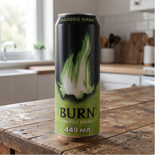 Энергетик Burn (Бёрн) Яблоко Киви, зелёный, 0.449 л