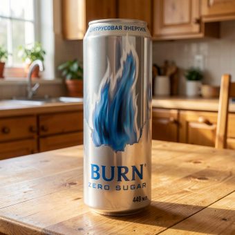 Энергетик Burn (Бёрн) Цитрус без сахара, серебристый, 0.449 л