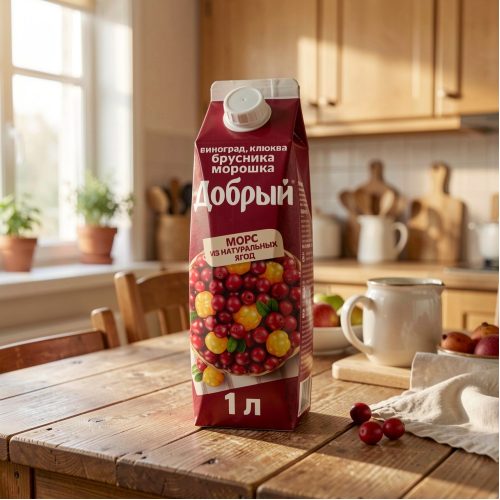 Морс Добрый, виноград-клюква-брусника-морошка, 1 л