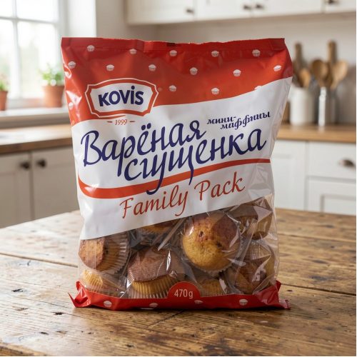 Мини-маффины Kovis сдоб с кремом варёной сгущёнки, 200г