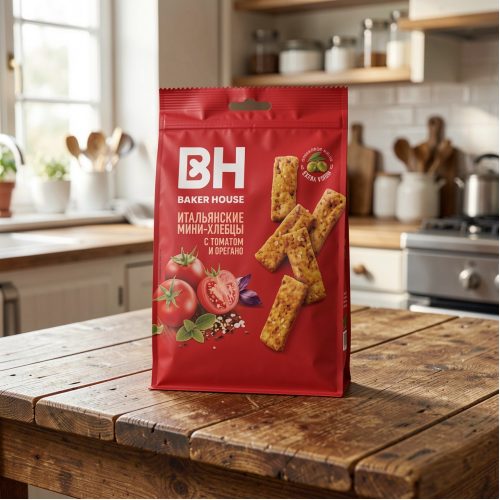 Мини-хлебцы итальянские Baker House с томатом и орегано, оливковым маслом и морской солью, 110г