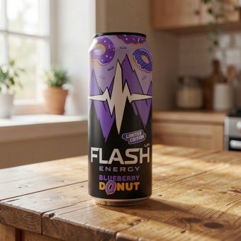 Энергетик Flash Up (Флэш Ап) черника пончик, чёрный, 0.45 л