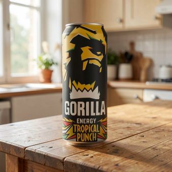 Энергетик Gorilla (Горилла) Tropical Punch, чёрный, 0.5 л