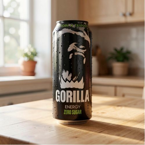 Энергетик Gorilla (Горилла) Zero Sugar, чёрный, 0.45 л