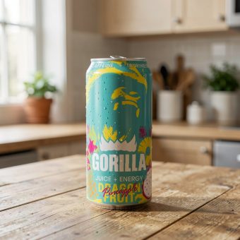 Энергетик Gorilla (Горилла) драконий фрукт ананас, бирюзовый, 0.45 л