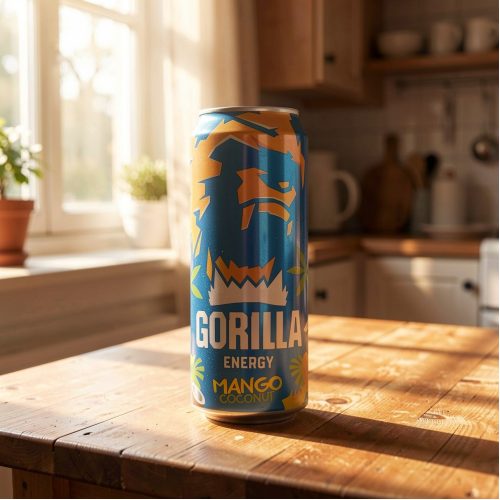 Энергетик Gorilla (Горилла) манго кокос, синий, 0.45 л