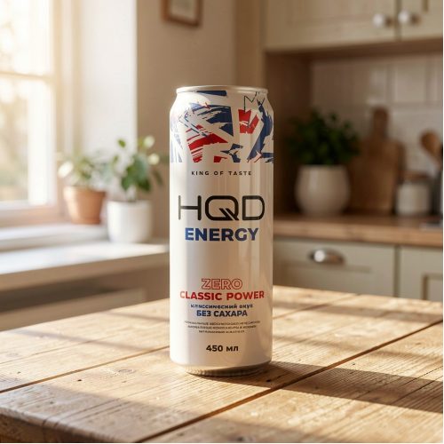 Энергетик HQD Energy (ЭйчКьюДи Энерджи) Classic Zero, белый, 0.45 л