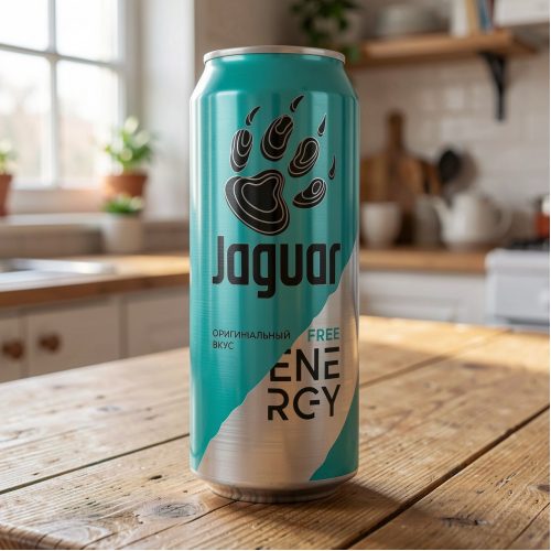 Энергетик Jaguar (Ягуар) Free Energy оригинальный вкус, бирюзовый, 0.45 л