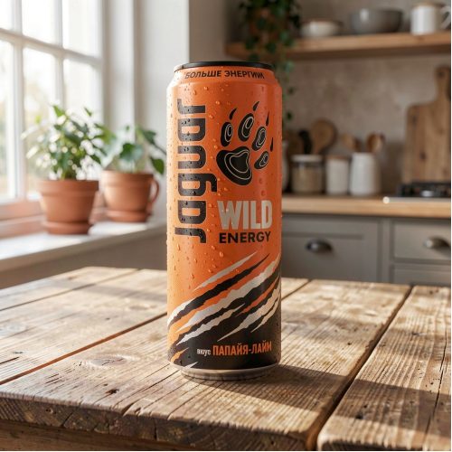 Энергетик Jaguar (Ягуар) Wild energy папайя и лайм, оранжевый, 0.45 л