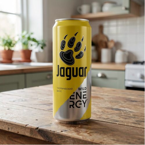Энергетик Jaguar (Ягуар) дикий тропик, жёлтый, 0.45 л