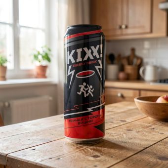 Энергетик KIXX (Кикс) Темная сторона вишни, чёрный, 0.45 л