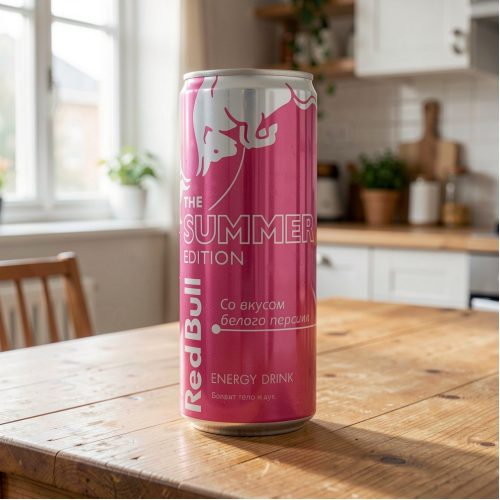 Энергетик Red Bull (Ред Булл) со вкусом белого персика, розовый, 0.25 л