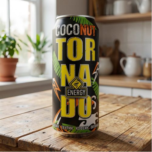 Энергетик Tornado Energy (Торнадо Энерджи) Coco Nut, чёрный, 0.45 л