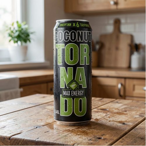 Энергетик Tornado Energy (Торнадо Энерджи) Max Coconut, зелёный, 0.445 л