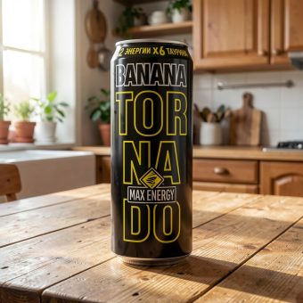 Энергетик Tornado Energy (Торнадо Энерджи) banana, чёрный, 0.45 л