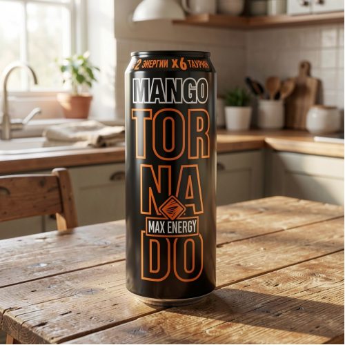 Энергетик Tornado Max Energy манго, чёрный, 0.45 л
