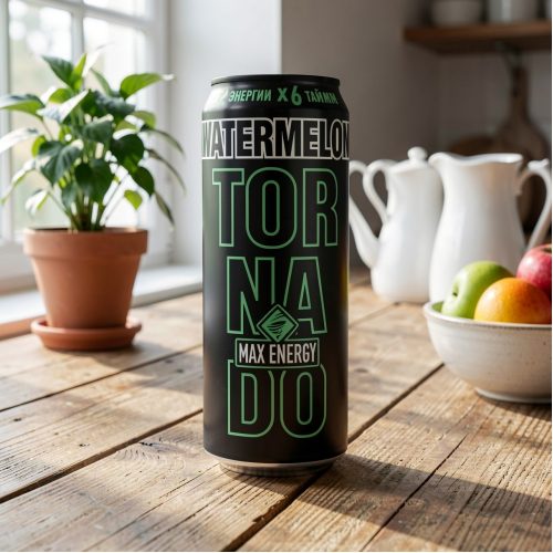 Энергетик Tornado Max Еnergy Watermelon, чёрный, 0.45 л