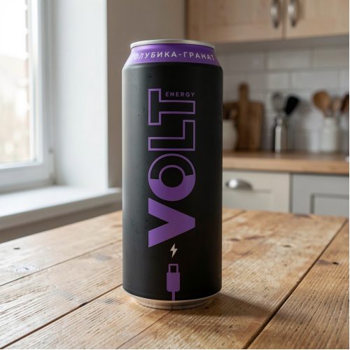 Энергетик Volt Energy (Вольт Энерджи) голубика гранат, чёрный, 0.45 л