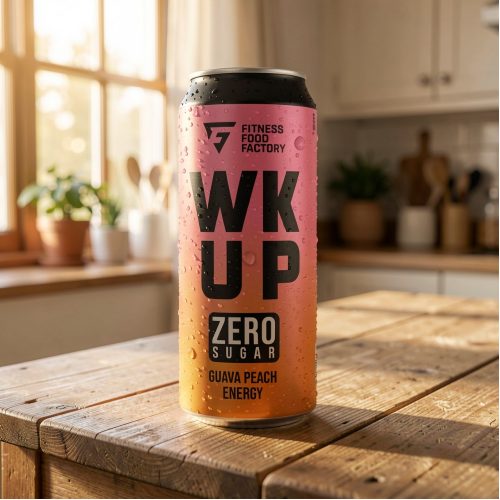 Энергетик Wake up (Вейк Ап) гуава персик без сахара, розовый, 0.45 л