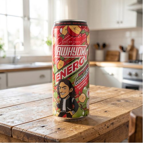 Энергетик HQD Energy (ЭйчКьюДи Энерджи) Ашкуди белорусские яблочки, красный, 0.45 л