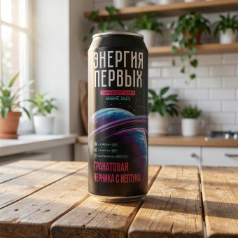 Энергетик Энергия первых гранатовая черника с Нептуна, чёрный, 0.45 л