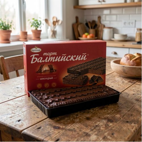 Торт Славянка КФ им. Крупской балтийский шоколадный, 320г