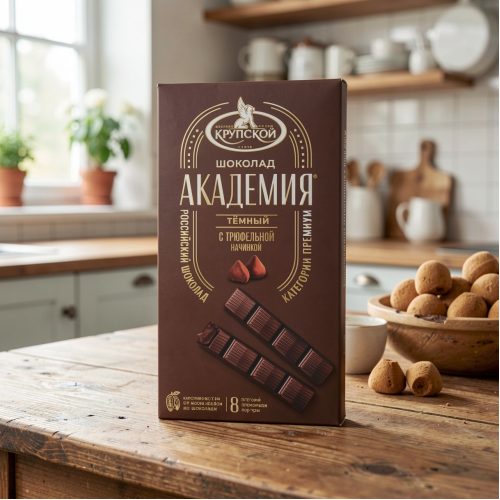 Шоколад Славянка КФ им. Крупской академия темный с трюфельной начинкой, 168г