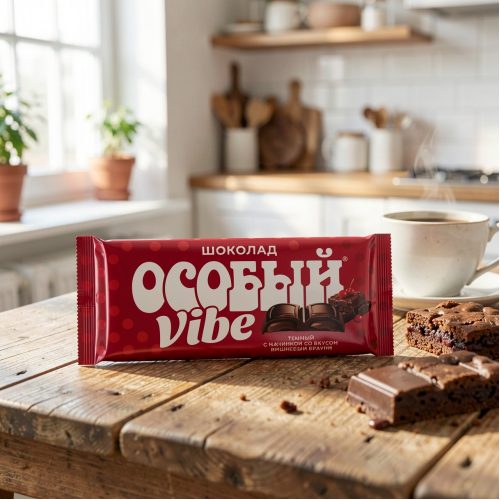Шоколад Славянка особый крими тёмный с начинкой со вкусом вишнёвого брауни, 82г