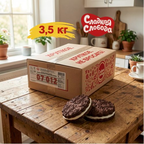 Печенье Сладкая Слобода Внучка шоколадное со сливочным кремом, 3,5кг