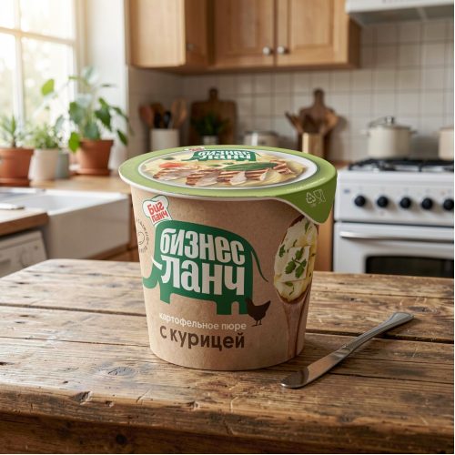 Картофельное пюре быстрого приготовления БизнесЛанч стакан с курицей, 40г