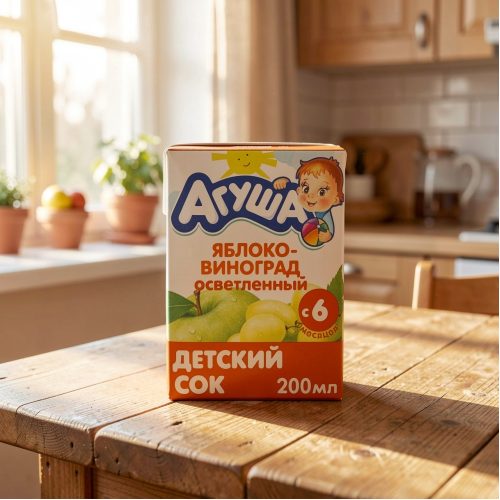 Сок Агуша, яблоко-виноград, 0.2 л