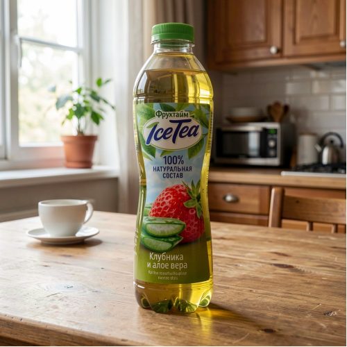 Чай Ice Tea зелёный, клубника-алоэ, 0.5 л