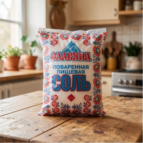 Соль Славяна пищевая нейодированная помол №1, 1 кг