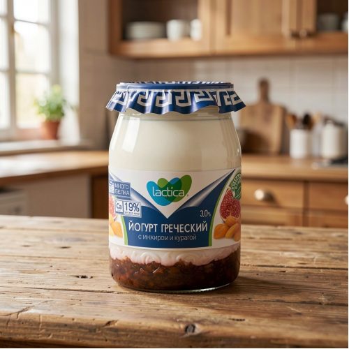 Йогурт греческий двухслойный с инжиром и курагой, 190 г