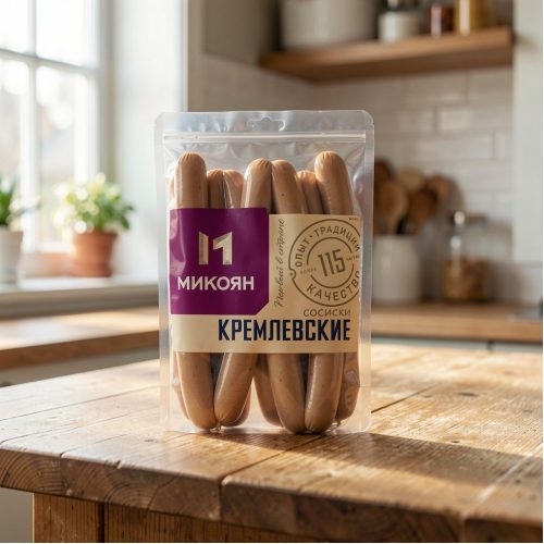 Сосиски Микояновский МК Кремлёвские, полукопчёные, 400 г