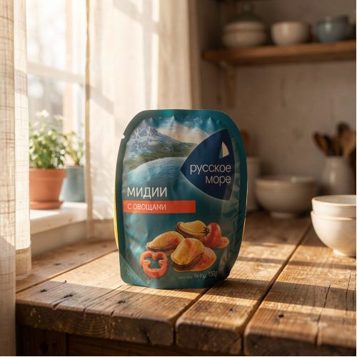 Салат из мяса мидии чилийской с овощами, 150 г