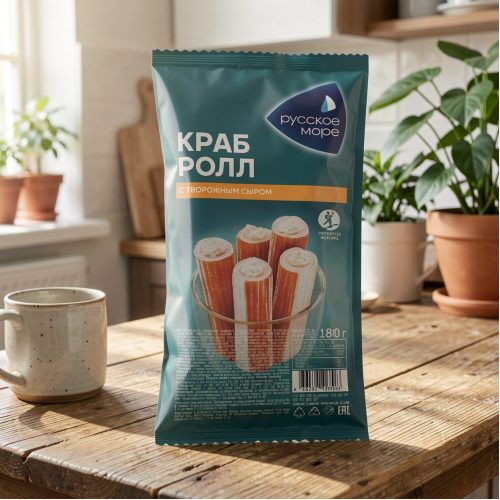 Крабовые палочки Краб-ролл с сыром и зеленью охлажденные, 180 г