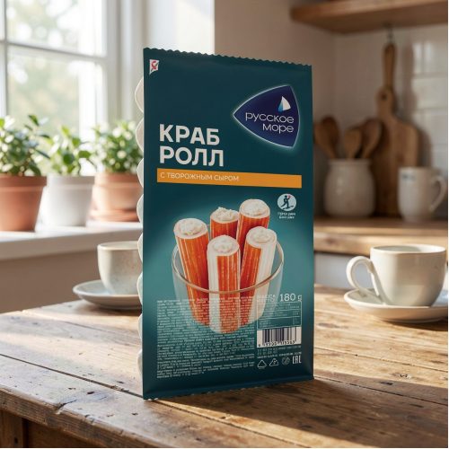 Крабовые палочки Краб-ролл имитация с творожным сыром охлаждённые, 180 г
