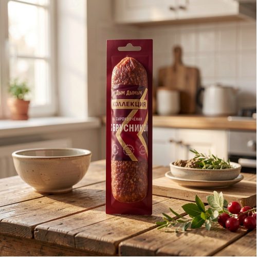 Колбаса с брусникой, сырокопчёная, 200 г