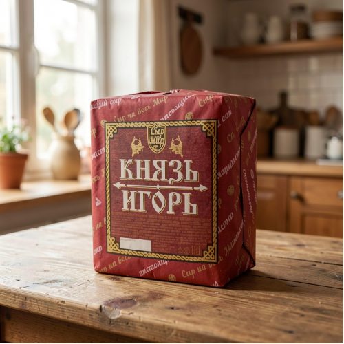 Сыр Новопокровский Князь Игорь на топлёном молоке 50%, куб, 2 кг