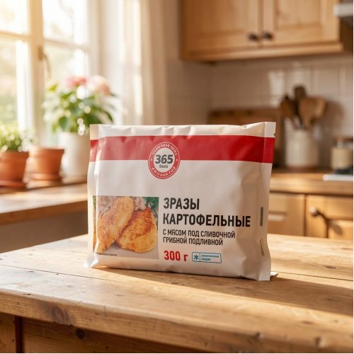Зразы картофельные с мясом под сливочным подливом с грибами, 300 г