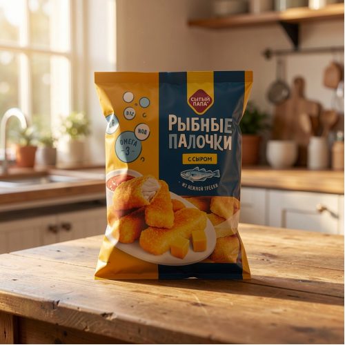 Палочки рыбные Сытый папа тресковые с сыром, 375 г