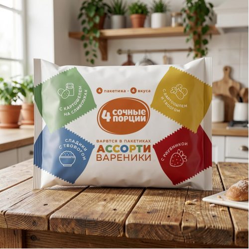Вареники 4 сочные порции Ассорти, 800 г