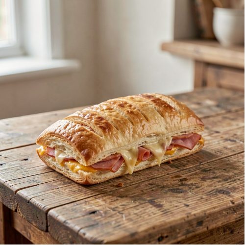 Слойка дрожжевая с ветчиной и сыром, 90 г
