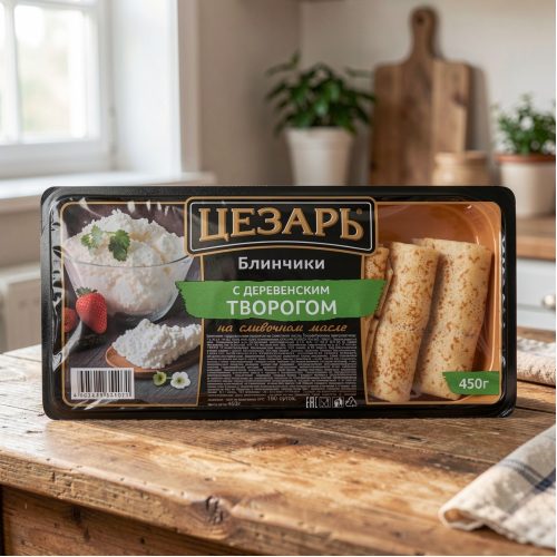 Блинчики Цезарь с деревенским творогом, 450 г